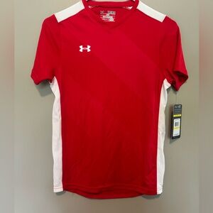 NWT Under Armour Youth Short Sleeve Jersey Plain Red/White